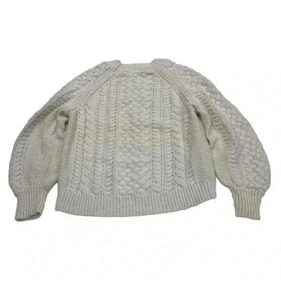 J. Crew Wool Blend Cable Knit Chunky Pullover Sweater Women Size L Cream - Picture 5 of 12